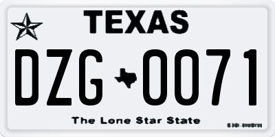 TX license plate DZG0071