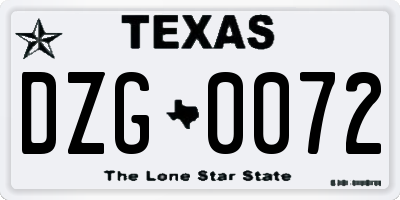 TX license plate DZG0072