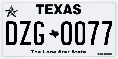 TX license plate DZG0077