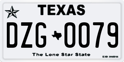 TX license plate DZG0079