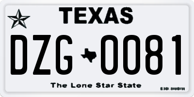 TX license plate DZG0081
