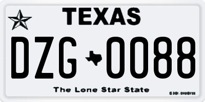 TX license plate DZG0088