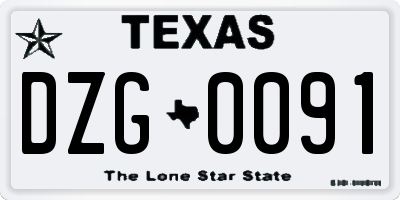 TX license plate DZG0091