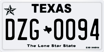 TX license plate DZG0094