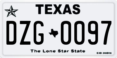 TX license plate DZG0097