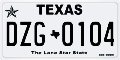 TX license plate DZG0104