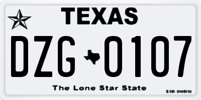 TX license plate DZG0107