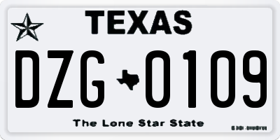 TX license plate DZG0109