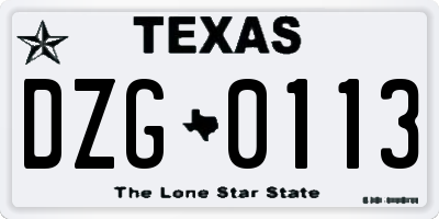 TX license plate DZG0113