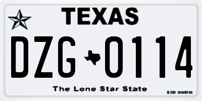 TX license plate DZG0114