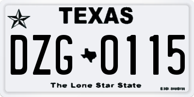 TX license plate DZG0115