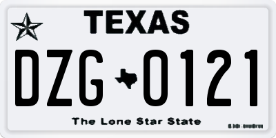 TX license plate DZG0121