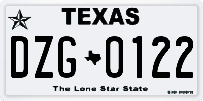 TX license plate DZG0122