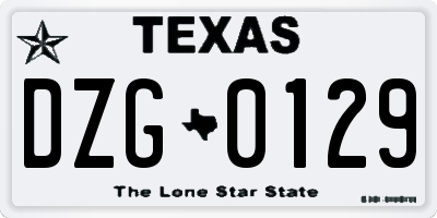 TX license plate DZG0129