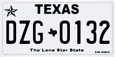 TX license plate DZG0132