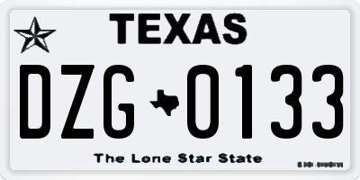 TX license plate DZG0133