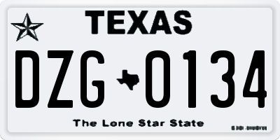 TX license plate DZG0134