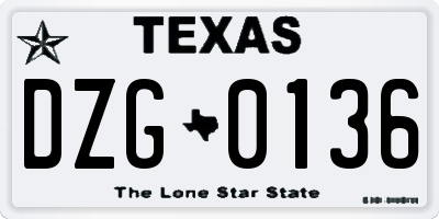TX license plate DZG0136