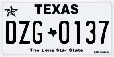 TX license plate DZG0137