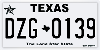 TX license plate DZG0139