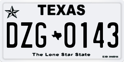 TX license plate DZG0143