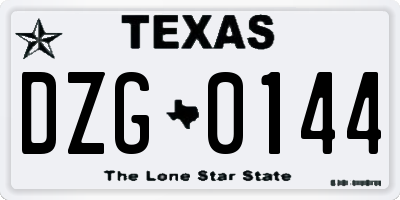 TX license plate DZG0144