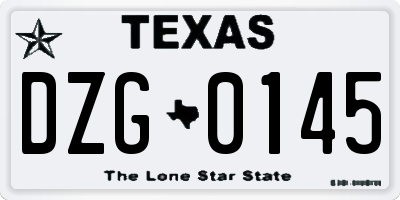TX license plate DZG0145