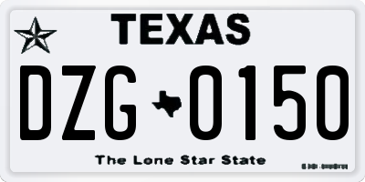 TX license plate DZG0150