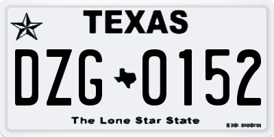 TX license plate DZG0152