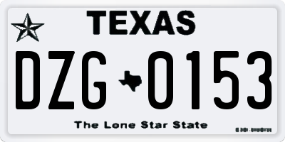 TX license plate DZG0153
