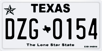 TX license plate DZG0154