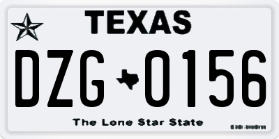 TX license plate DZG0156