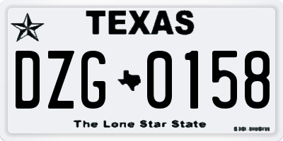 TX license plate DZG0158