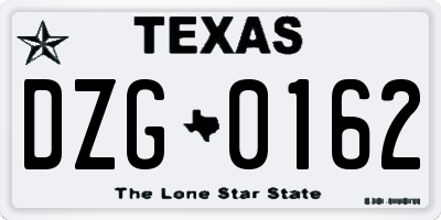 TX license plate DZG0162