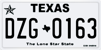 TX license plate DZG0163