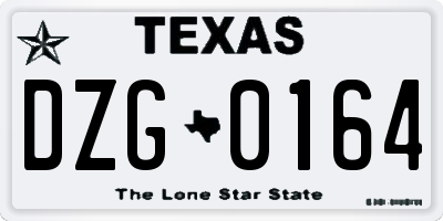 TX license plate DZG0164