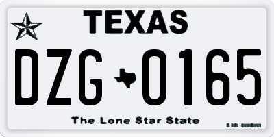 TX license plate DZG0165