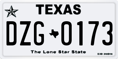 TX license plate DZG0173