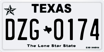 TX license plate DZG0174