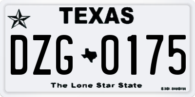 TX license plate DZG0175
