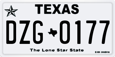 TX license plate DZG0177