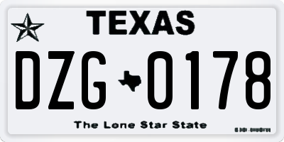 TX license plate DZG0178