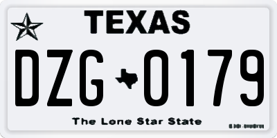 TX license plate DZG0179