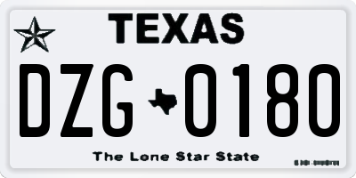 TX license plate DZG0180