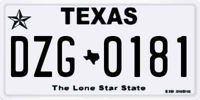 TX license plate DZG0181