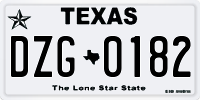 TX license plate DZG0182