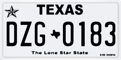 TX license plate DZG0183