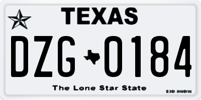 TX license plate DZG0184