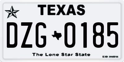TX license plate DZG0185