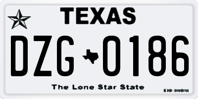 TX license plate DZG0186